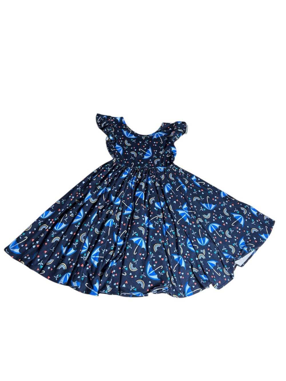Girls Dot Dot Smile twirly dress rainbows umbrellas
